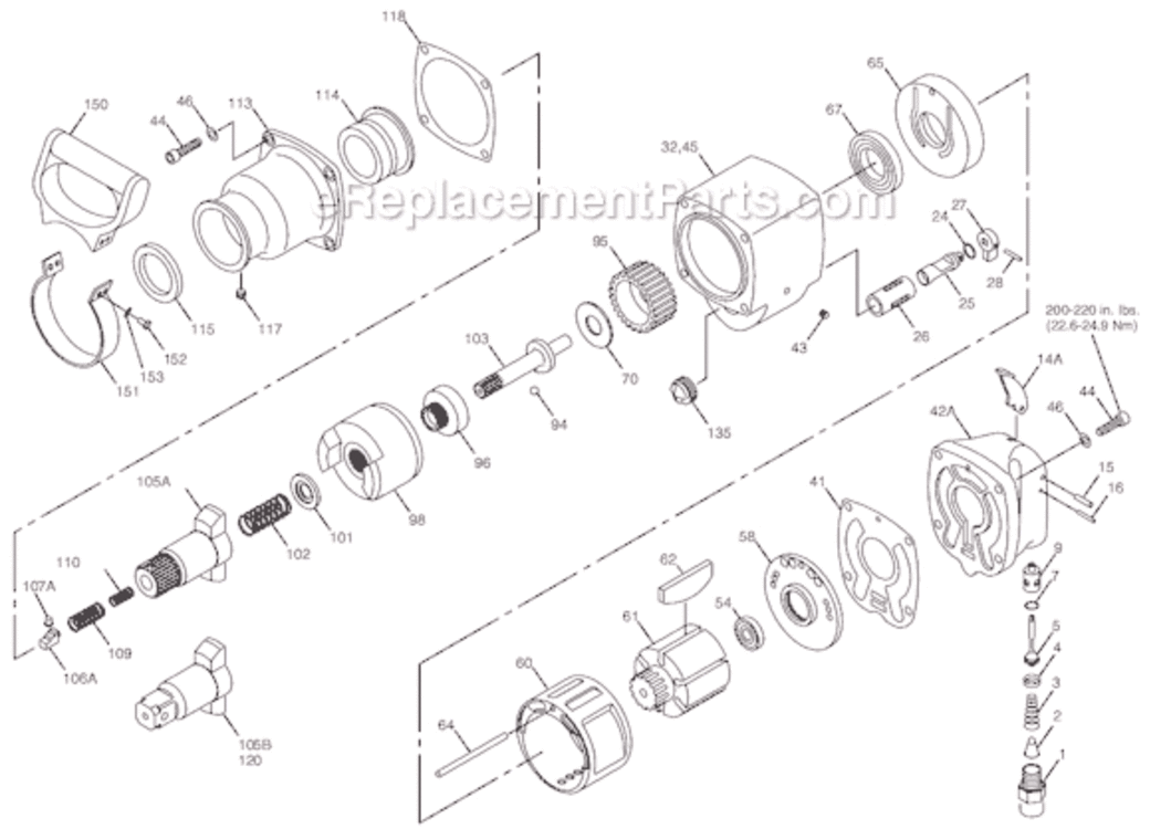 Page A Diagram and Parts List for CP6120 T018235 Chicago Pneumatic Wrench